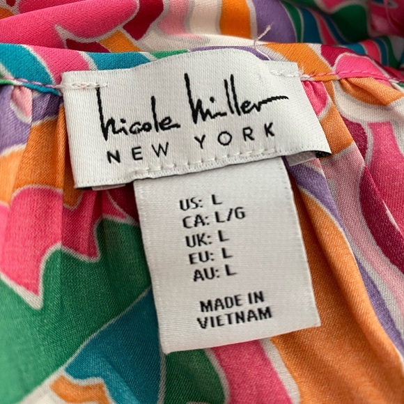 NICOLE MILLER FLORAL PRINTED‎ SATIN DRESS WOMENS SIZE LARGE - Picture 4 of 7